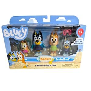 Bluey Family Beach Day 4 Pack Figures Bingo Dad Mum Bluey Moose Toys 17547 NEW